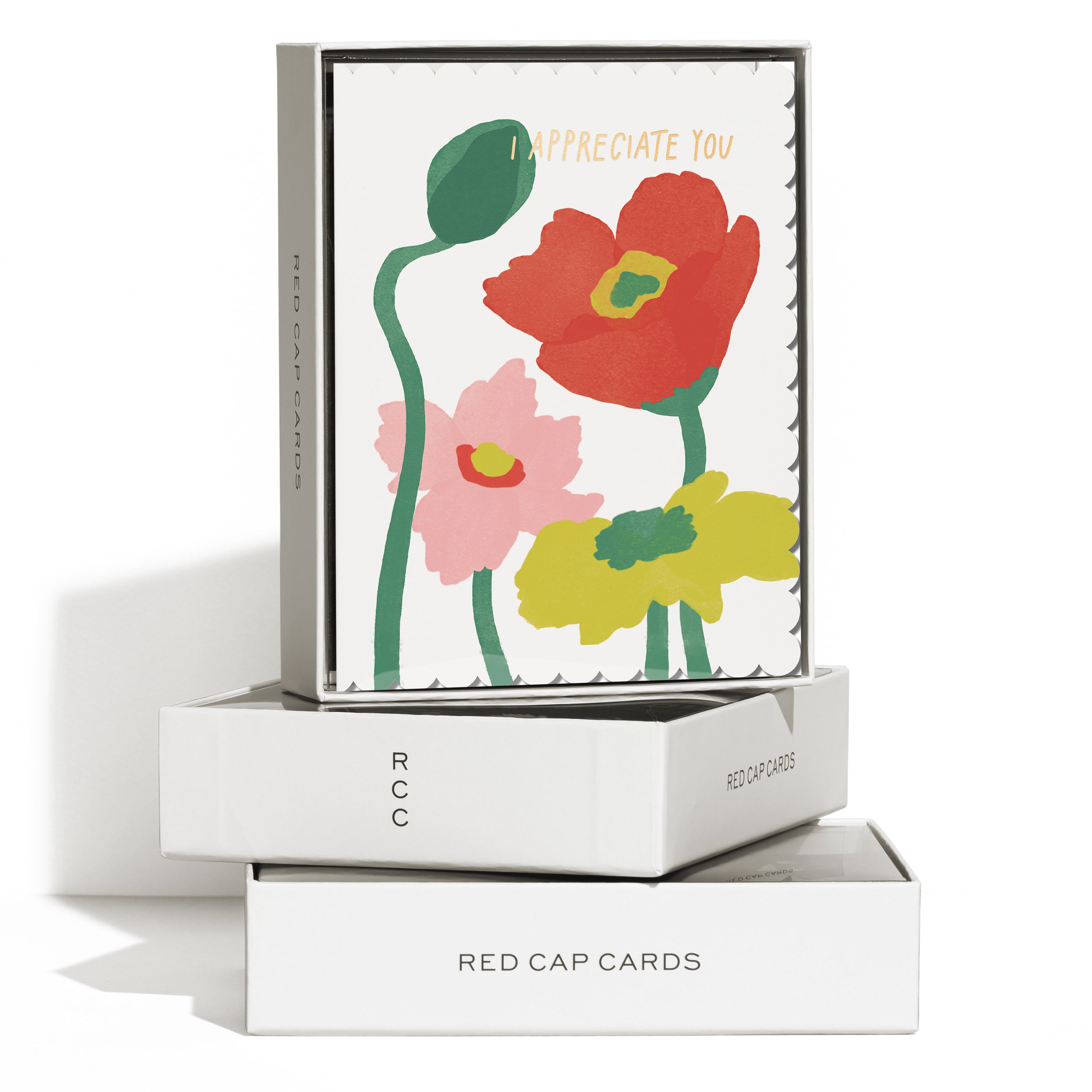 Scalloped Poppy greeting card