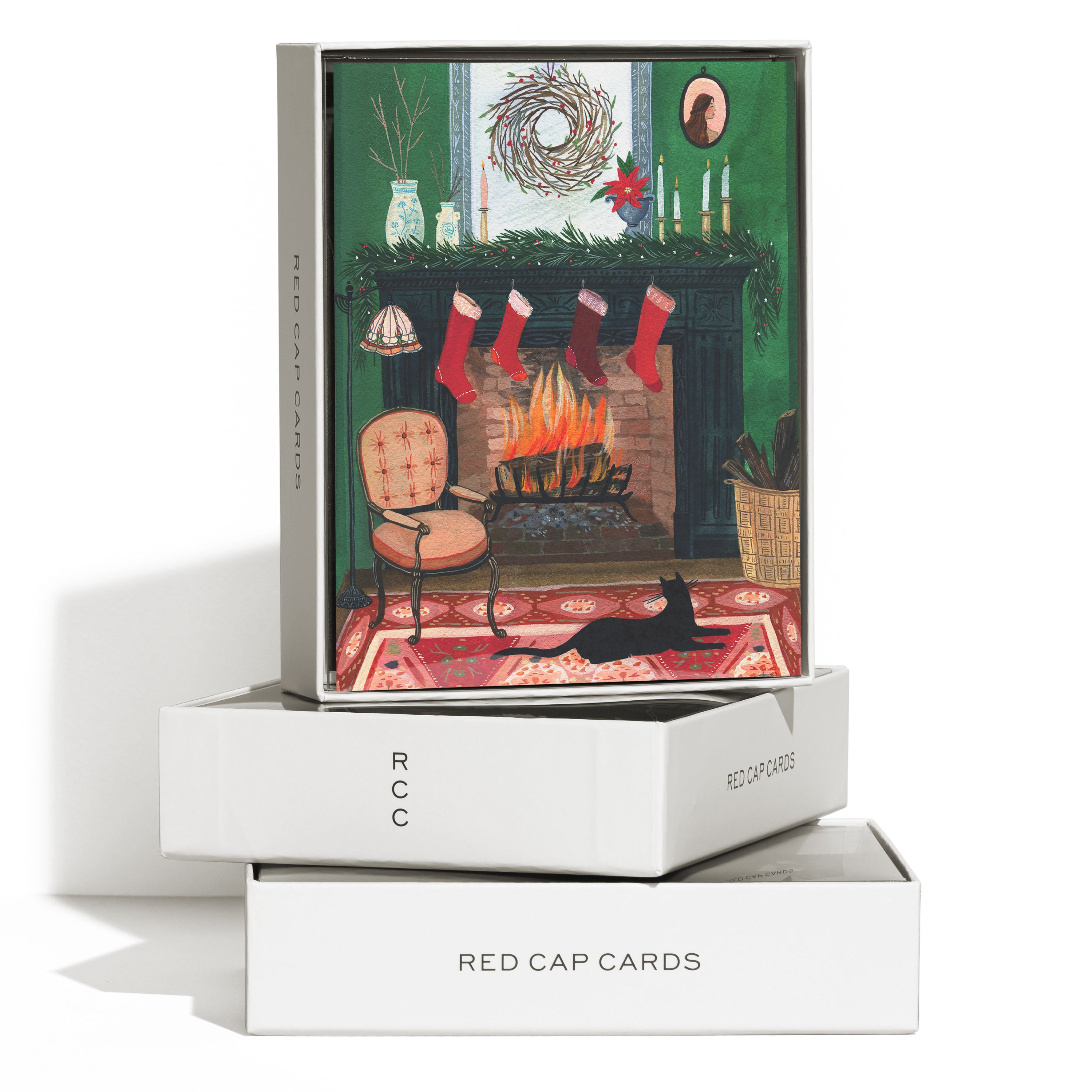 Christmas by the Fireplace greeting card