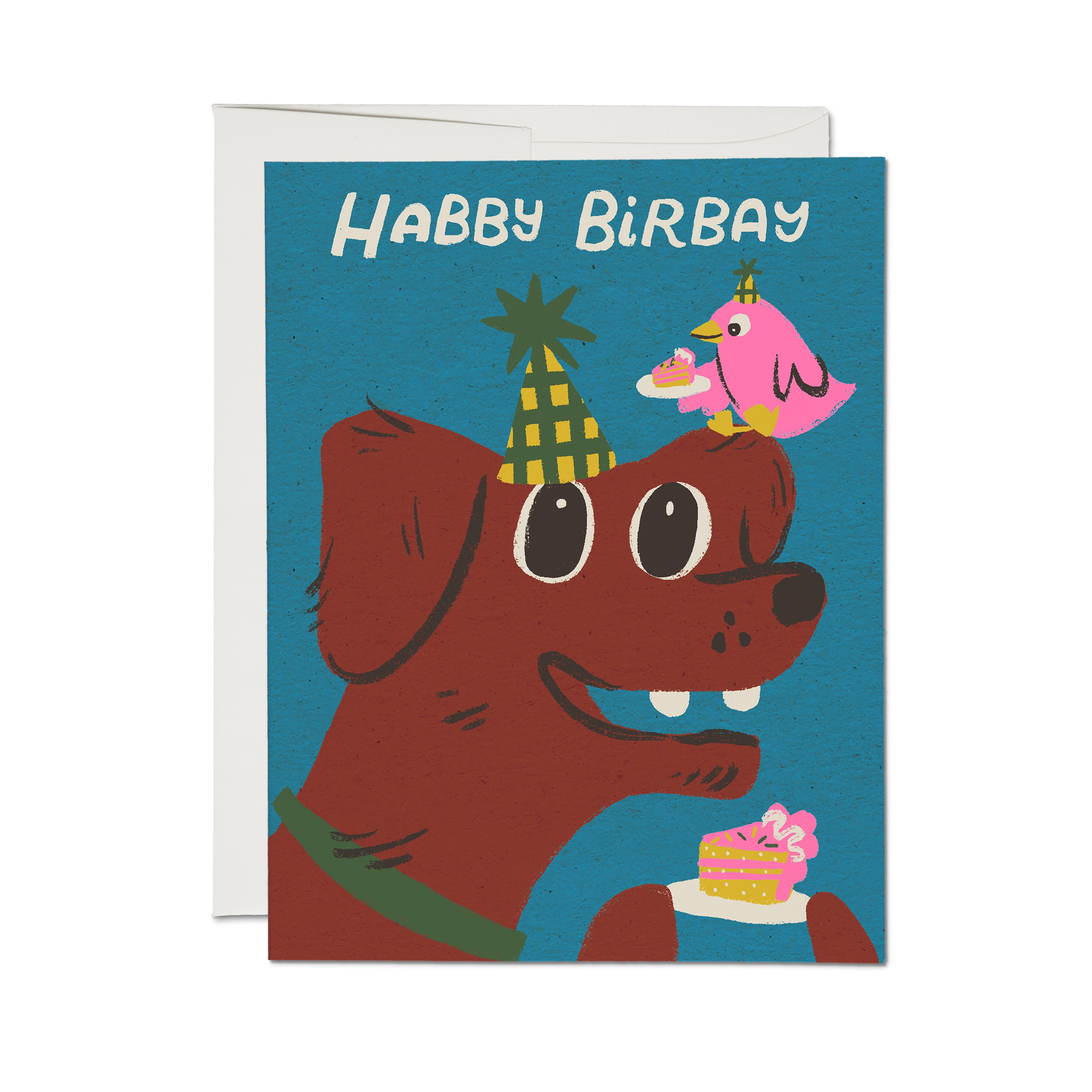 "Habby Birbay" Silly Dog Birthday Greeting Card by Artist Dylan Mierzwinski