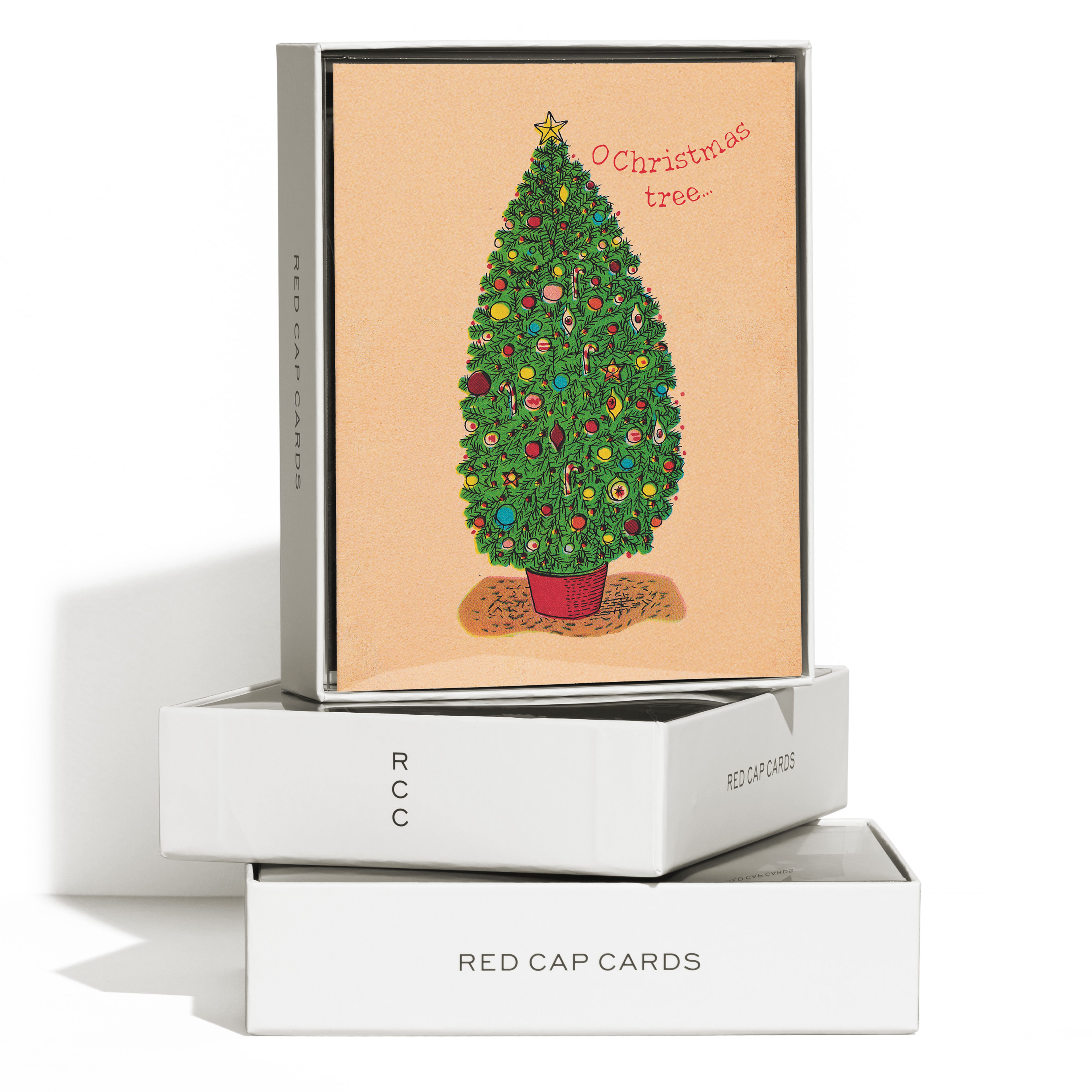 Christmas card with a decorated tree illustration and text 'O Christmas Tree...' Boxed Set of 8.