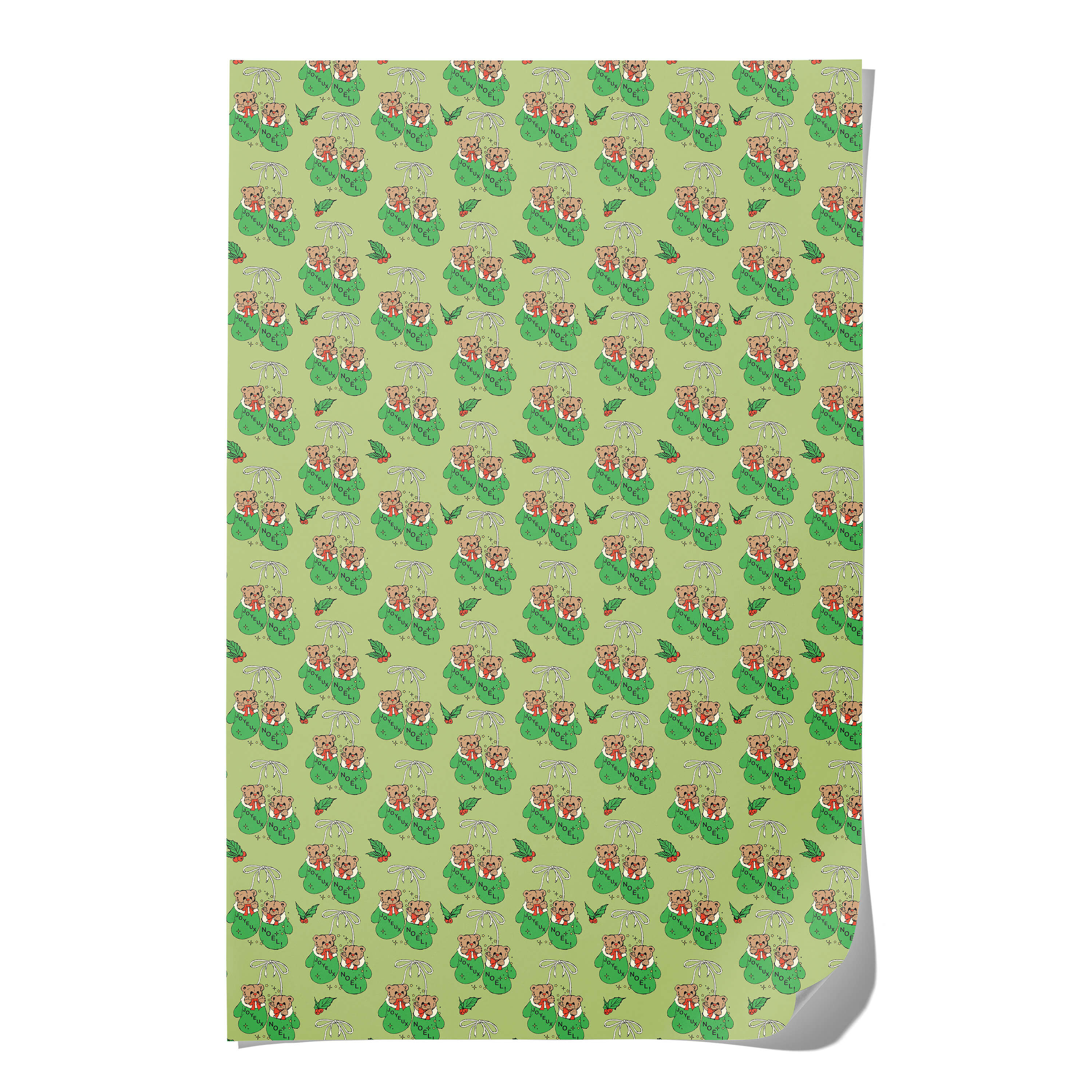 Mitten Bears wrapping paper Single