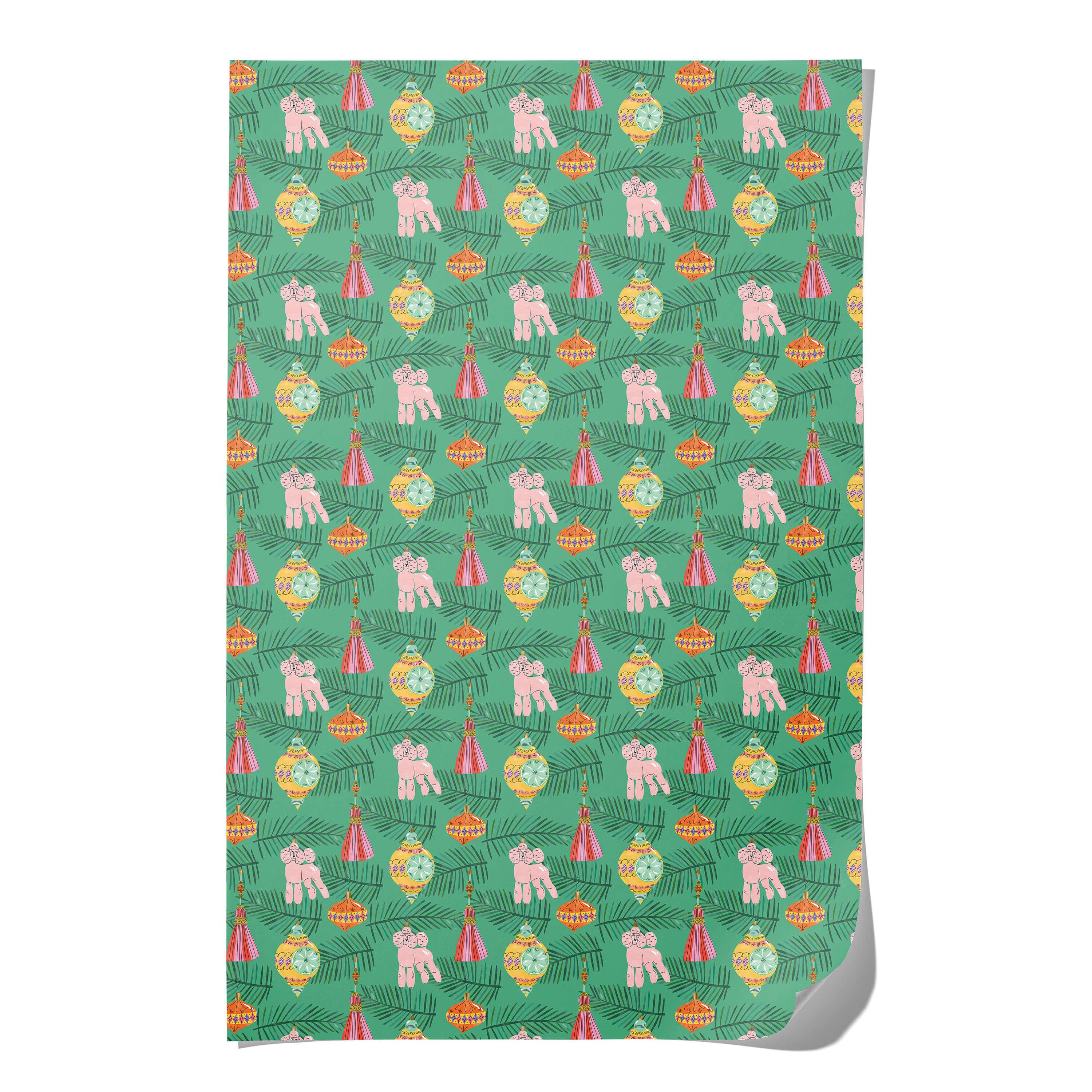 Christmas Poodle wrapping paper Single