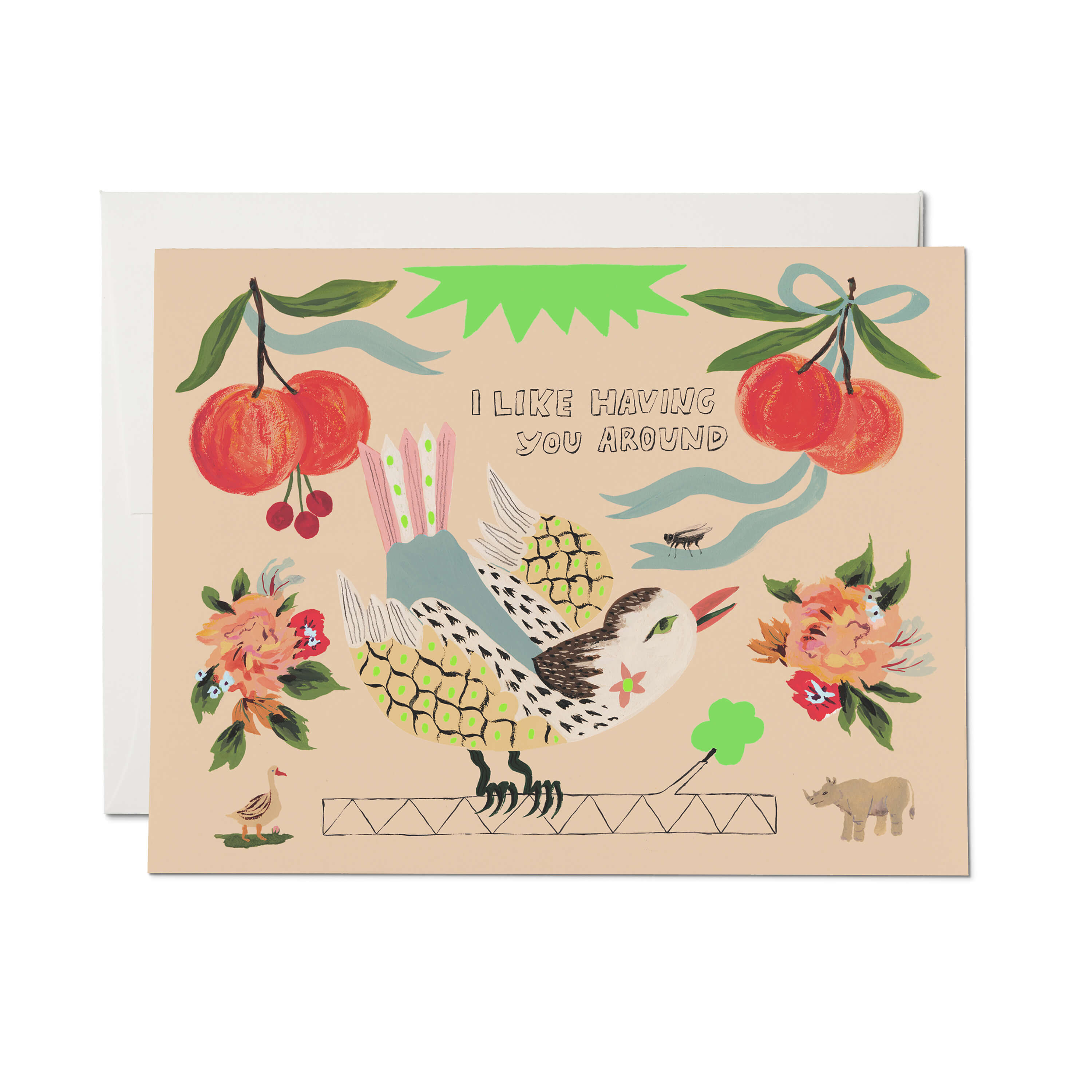 Bird and Fly greeting card Single