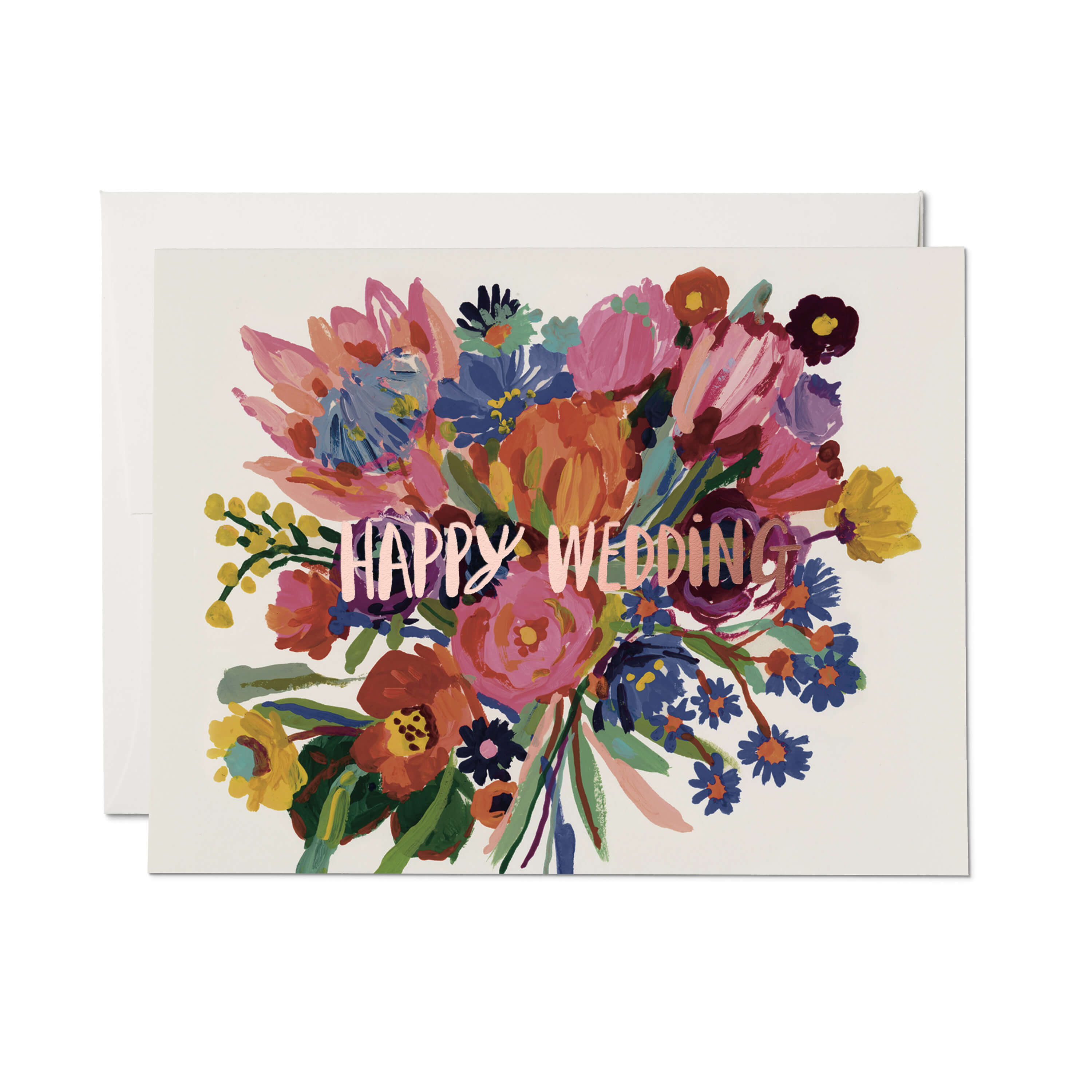 Happy Wedding Flowers greeting card Single