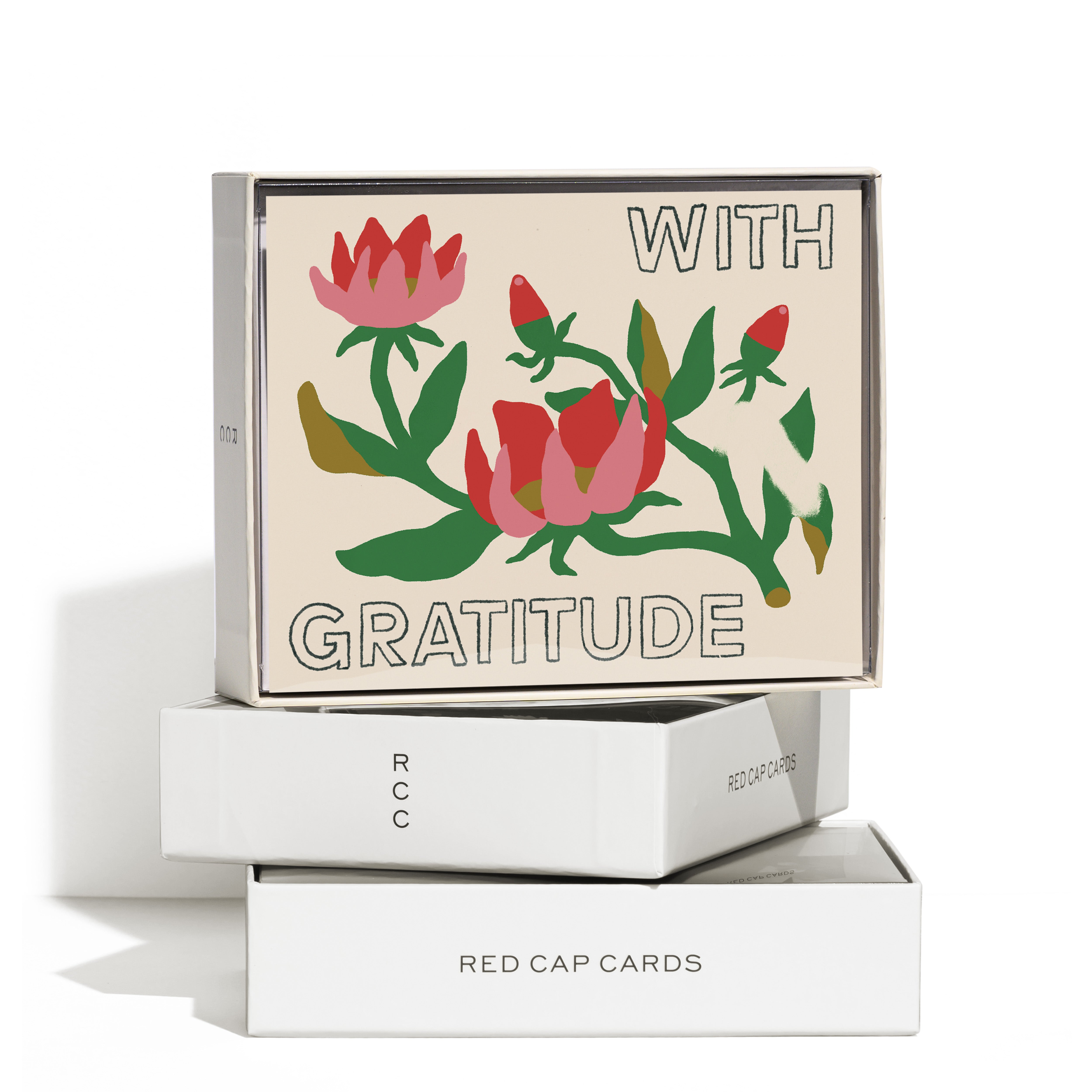 Boxed Set of 8 greeting cards with floral arrangement and "WITH GRATITUDE" text.
