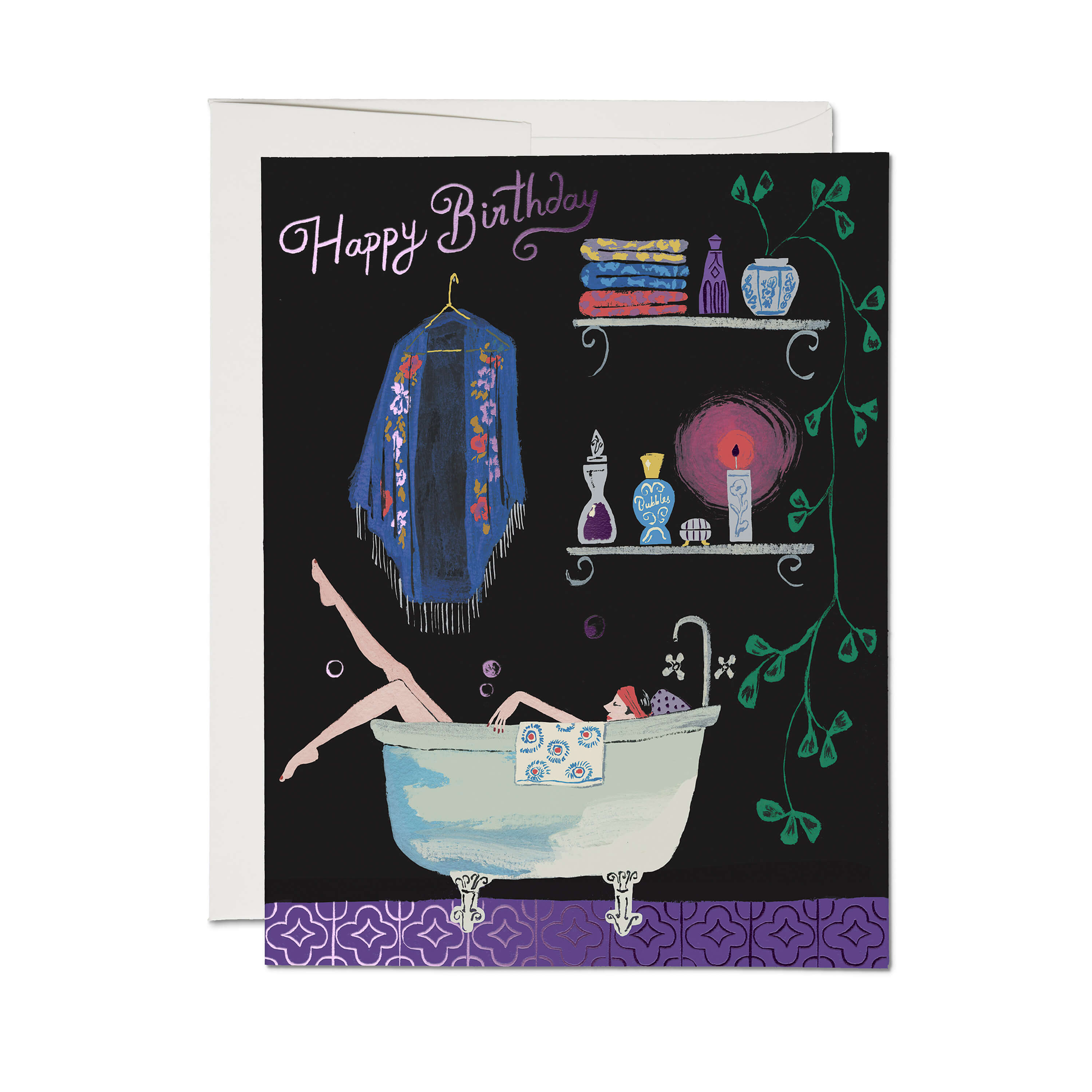 Bathtub Bubbles greeting card Single