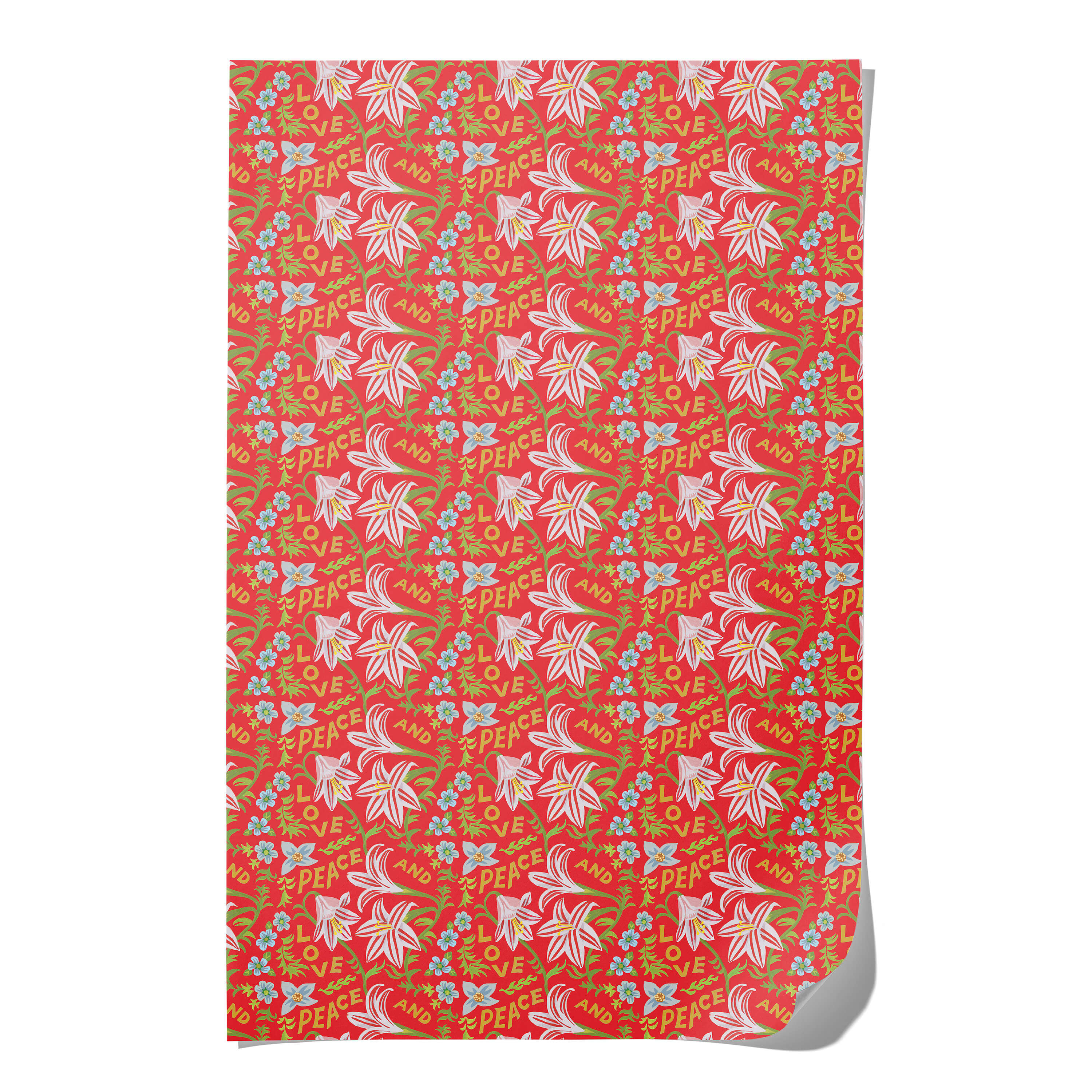 Peace and Love Amaryllis wrapping paper Single