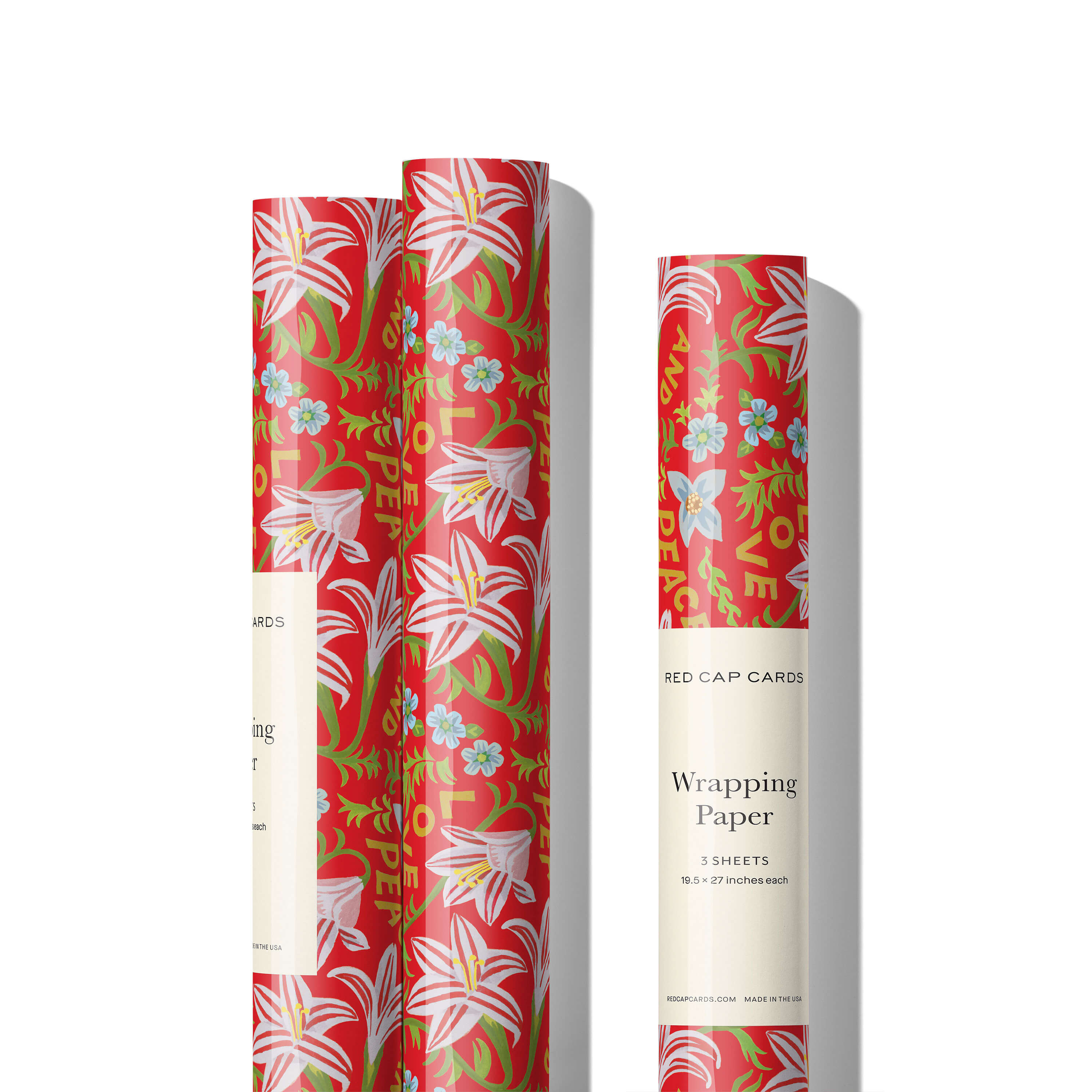 Peace and Love Amaryllis wrapping paper Single