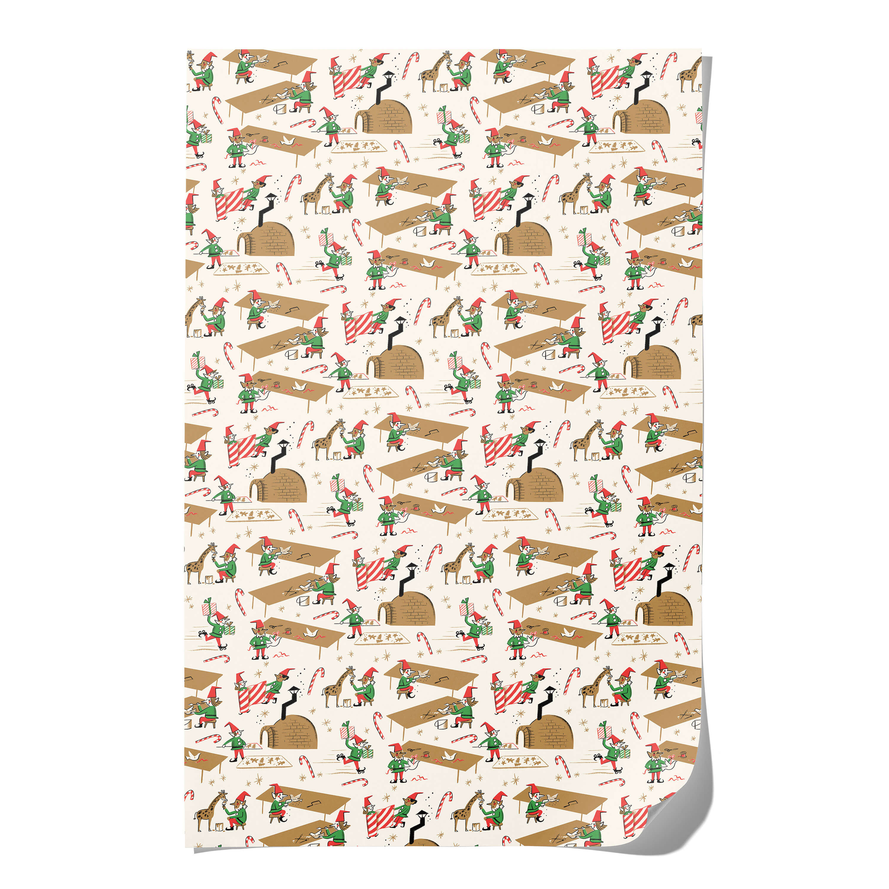 Santa's Workshop wrapping paper Single