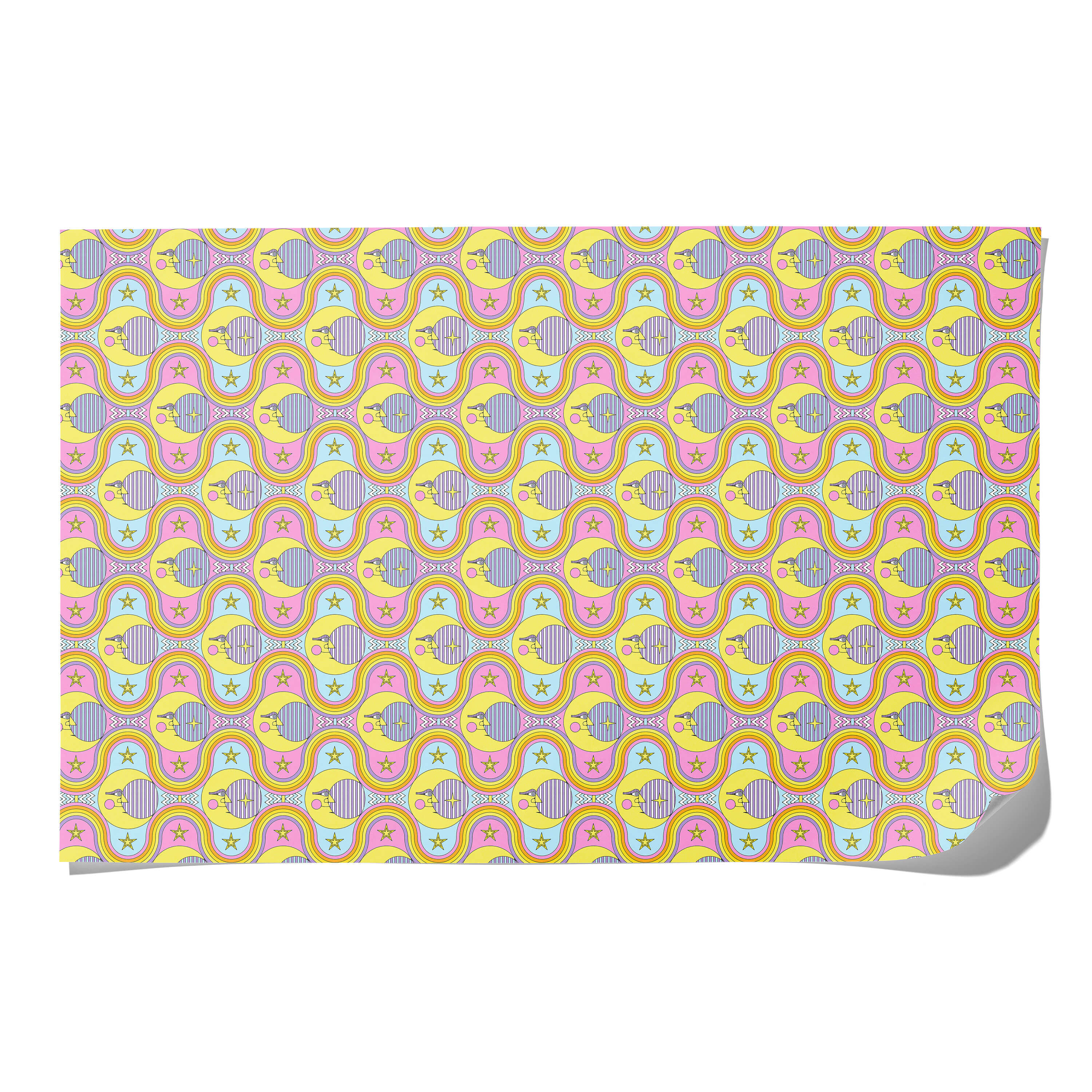 Moon and Rainbows wrapping paper Single