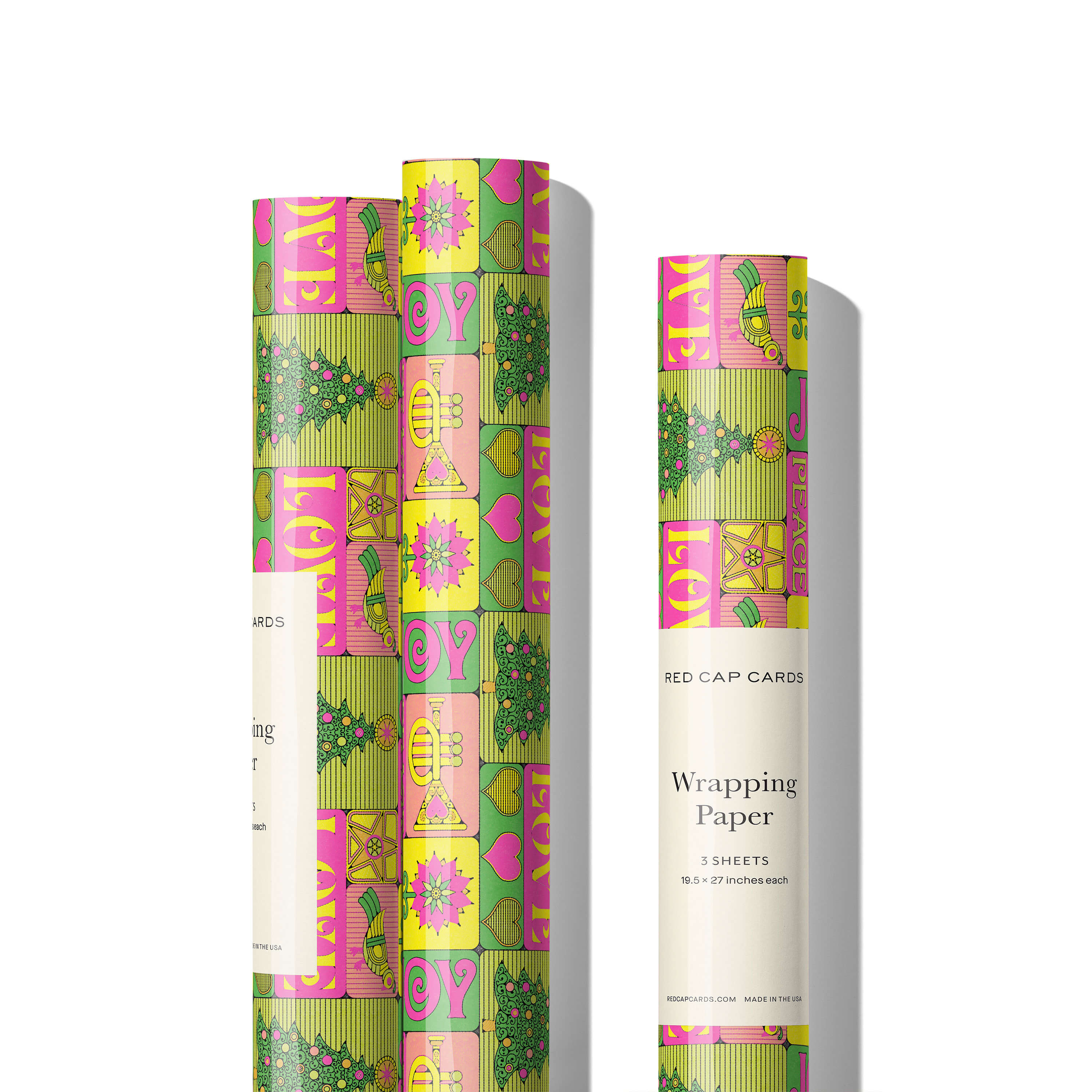 Peace, Love, Joy wrapping paper Single