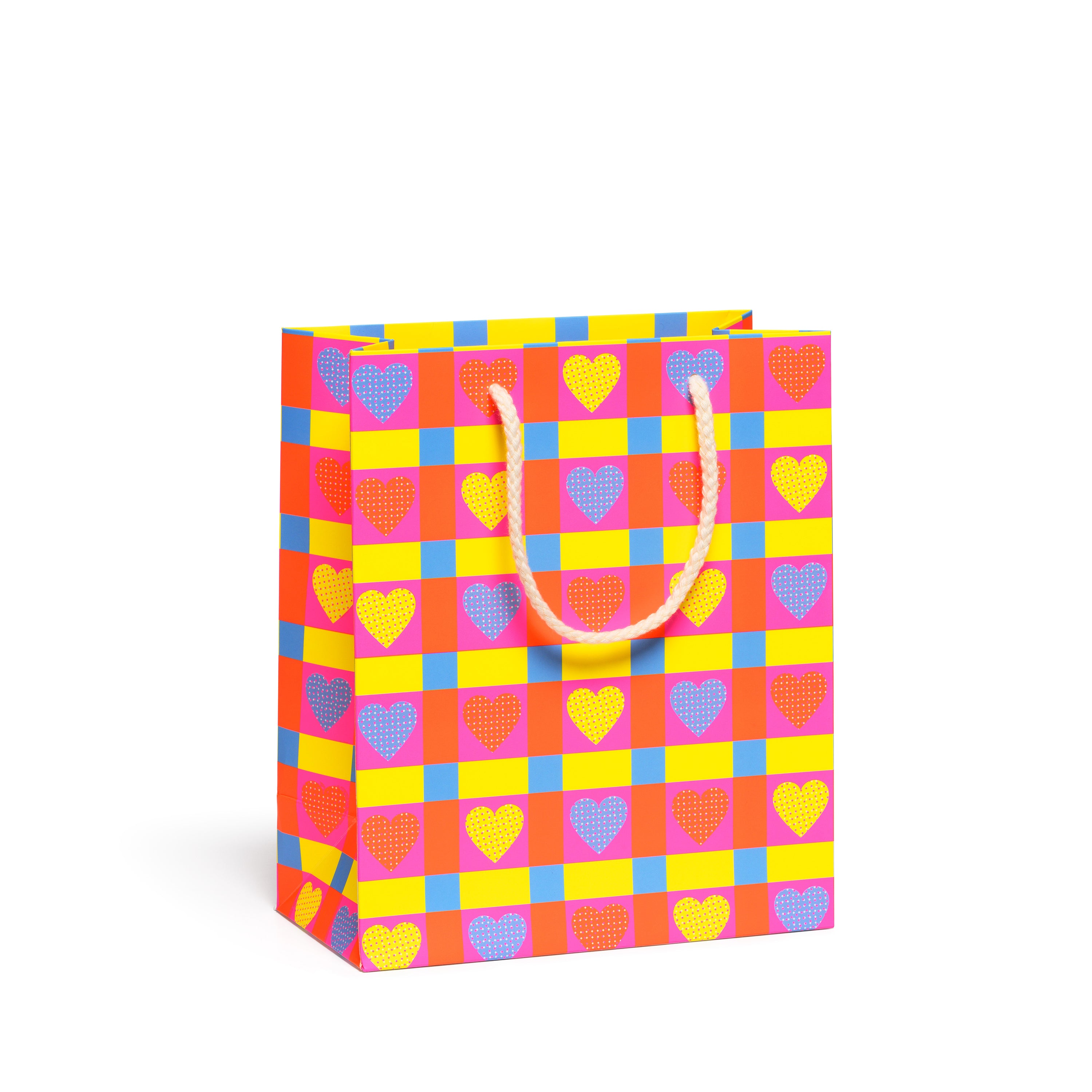 Neon Hearts Plaid medium bag