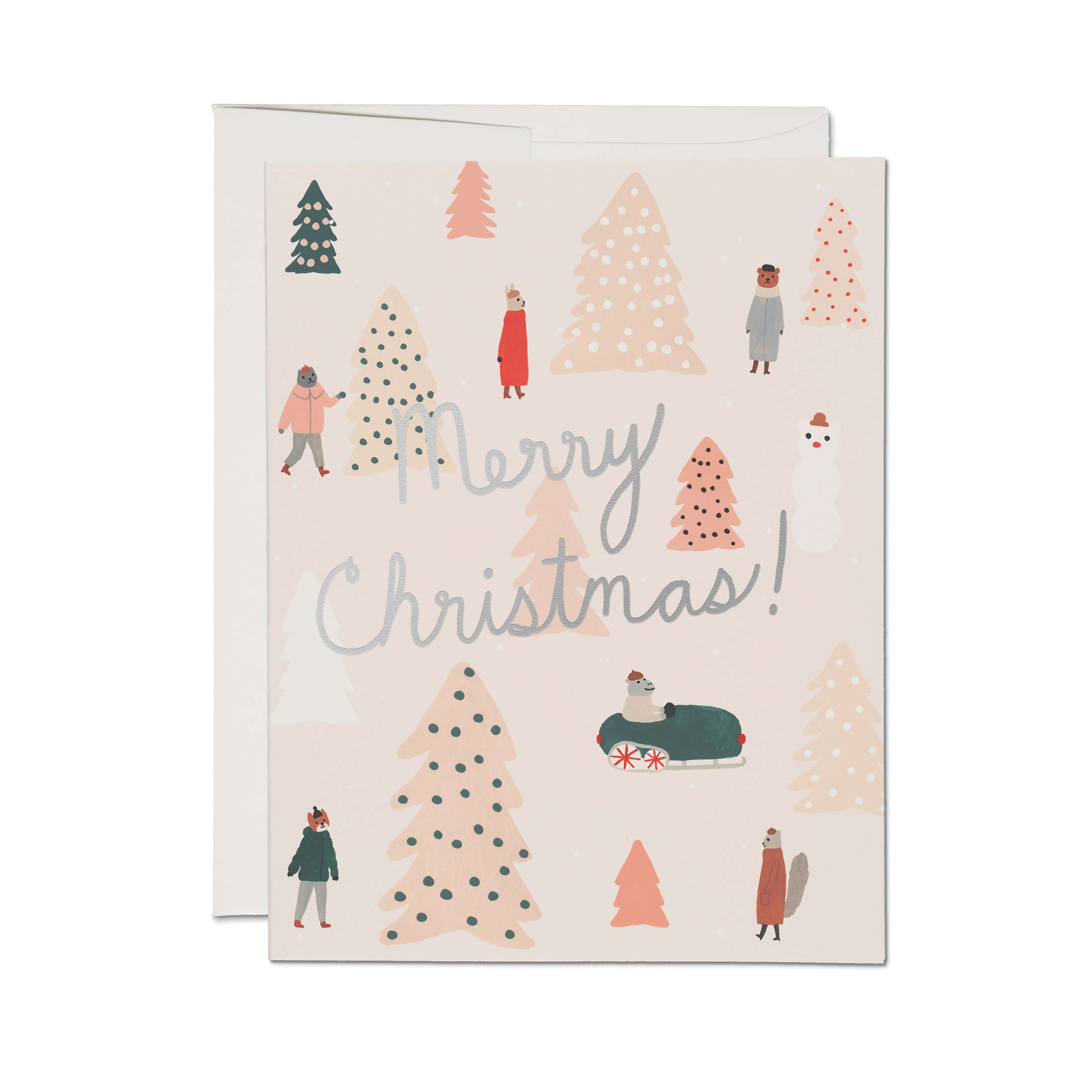 Pink Trees greeting card Single
