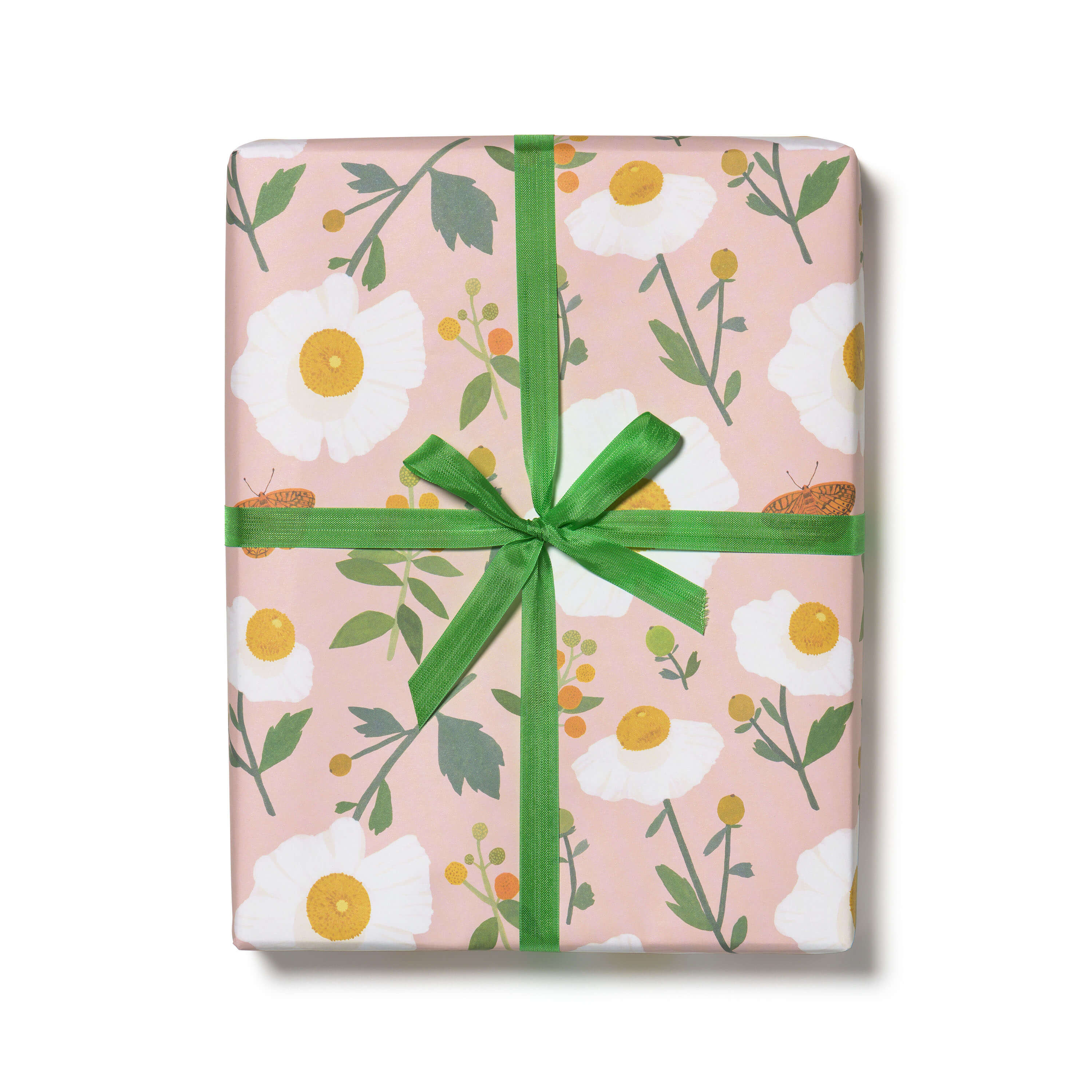 White Poppies wrapping paper ROLL OF 3 SHEETS