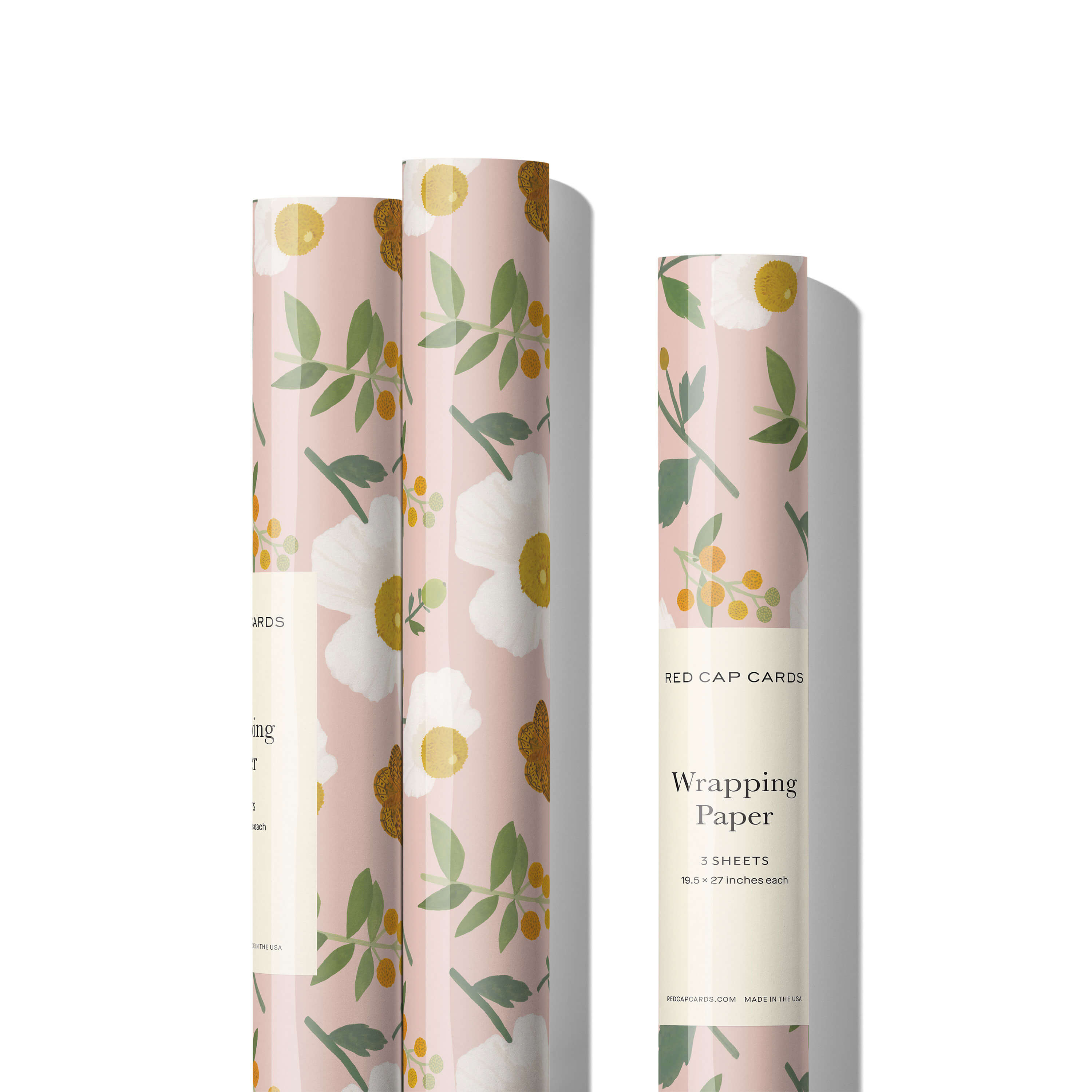White Poppies wrapping paper Single