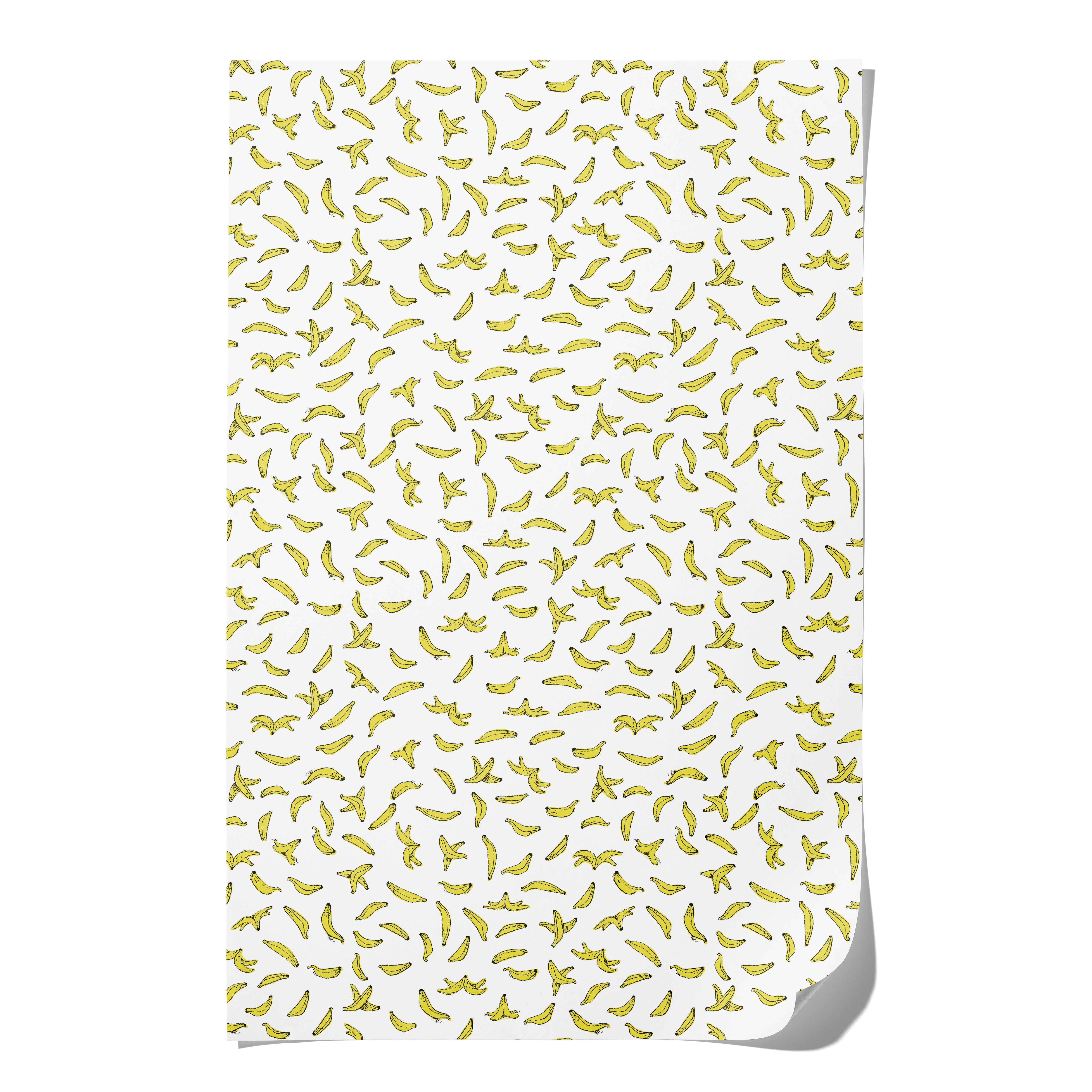 Gift Wrap with banana pattern on white background.