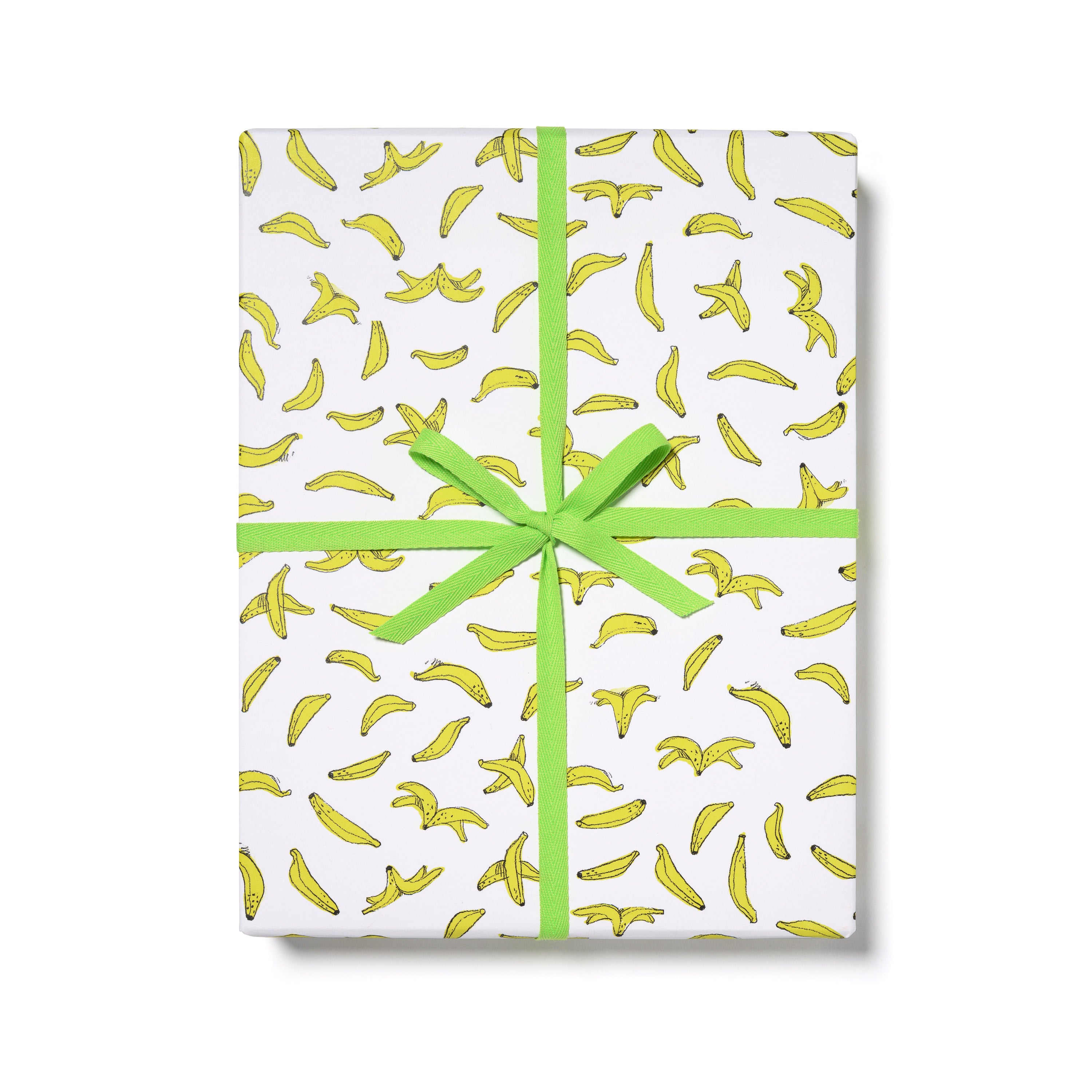 Gift Wrap with banana pattern on white background.