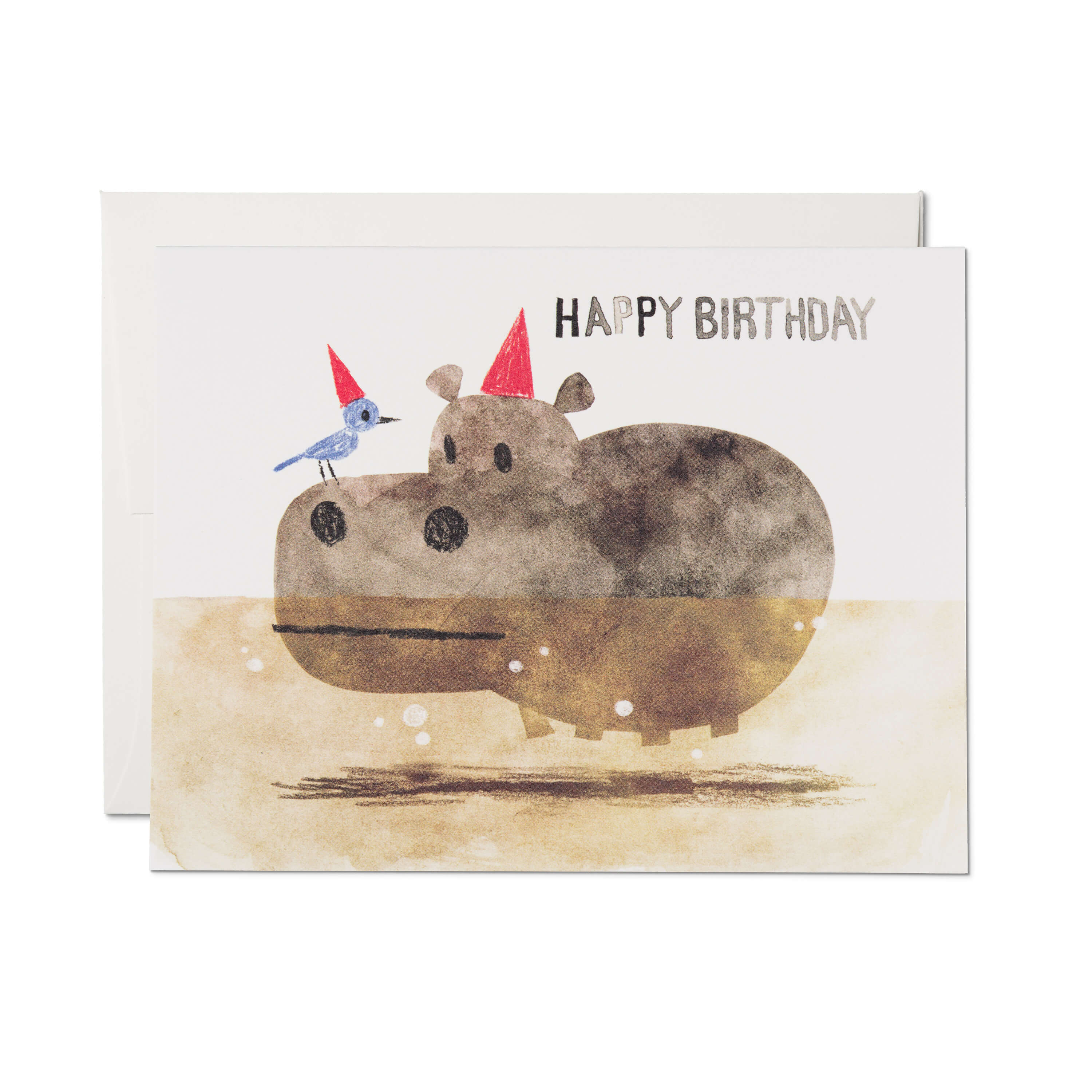 Bird and Hippo greeting card Single